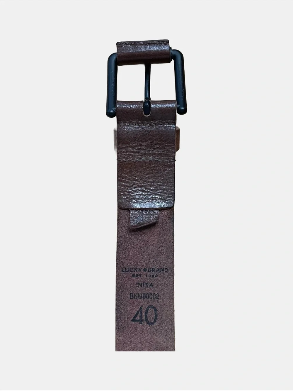 Lucky Brand Brown Leather Belt Mens Size‎ 40 XL Matte Black Buckle